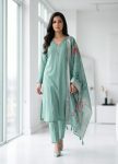 ATTRACTIV VISCOSE ROMAN HAND WORK TOP BOTTOM WITH DUPATTA SKY