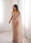 ATTRACTIVE NET THREAD & SEQUENCE EMBROIDERY WORK SAREE WITH UNSTITCHED BLOUSE PARTY WEAR WHOLESALE PRICE ETHNIC GARMENT (2)
