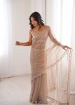 ATTRACTIVE NET THREAD & SEQUENCE EMBROIDERY WORK SAREE WITH UNSTITCHED BLOUSE PARTY WEAR WHOLESALE PRICE ETHNIC GARMENT (2)
