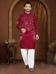 BOLLYWOOD PREMIUM VISCOSE SILK MIRROR WORK KURTA PAYJAMA MAROON