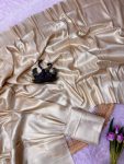 BOLLYWOOD SOFT TISSUE SATIN SILK  TWO TONE SHADAD SAREE WITH UNSTITCHED BLOUSE CREAM