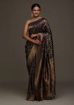 DESIGNER BANARASI SILK  WEAVING WORK SAREE WITH UNSTITCHED BLOUSE NAVY BLUE