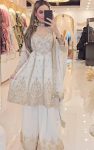 DESIGNER CHINON SILK EMBROIDERY SEQUENCE CODING WORK TOP PALAZZO WITH DUPATTA  WHITE