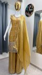 DESIGNER FENDY EMBROIDERY SEQUENCE WORK  TOP PALAZZO WITH DUPATTA YELLOW
