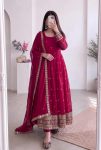 DESIGNER FENDY SILK EMBROIDERY SEQUENCE WORK GOWN BOTTOM WITH DUPATTA RANI