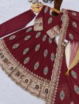 DESIGNER FENDY SILK EMBROIDERY THREDS & ZARI SEQUENCE WORK KID’S GOWN BOTTOM WITH DUPATTA WEDDING WEAR WHOLESALE PRICE ETHNIC GARMENT (2)