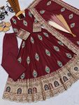 DESIGNER FENDY SILK EMBROIDERY THREDS & ZARI SEQUENCE WORK KID’S GOWN BOTTOM WITH DUPATTA WEDDING WEAR WHOLESALE PRICE ETHNIC GARMENT (2)