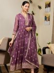 DESIGNER HEAVY FAUX RAYON EMBROIDERED 3MM SEQUENCE AND CHIKU DHAGA WORK TOP BOTTOM WITH DUPATTA LAVENDER