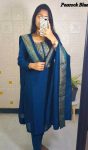 DESIGNER HEAVY VICHITRA WEAVING LACE WORK TOP WITH DUPATTA BLUE