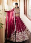 DESIGNER MALAI SILK SEQUENCE, DORI & THREAD ZARI WORK LEHENGA CHOLI WITH DUPATTA PINK