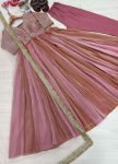 DESIGNER MOSS SILK EMBROIDERY BEADS WORK GOWN BOTTOM WITH DUPATTA FESTIVE WEAR WHOLESALE PRICE ETHNIC GARMENT (5)