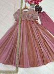 DESIGNER MOSS SILK EMBROIDERY BEADS WORK GOWN BOTTOM WITH DUPATTA FESTIVE WEAR WHOLESALE PRICE ETHNIC GARMENT (5)