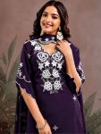 DESIGNER SLUB COTTON EMBROIDERY WORK TOP BOTTOM WITH DUPATTA FESTIVE WEAR WHOLESALE PRICE ETHNIC GARMENT (9)