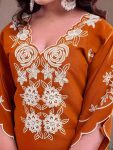 DESIGNER SLUB COTTON EMBROIDERY WORK TOP BOTTOM WITH DUPATTA FESTIVE WEAR WHOLESALE PRICE ETHNIC GARMENT (13)