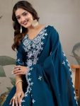 DESIGNER SLUB COTTON EMBROIDERY WORK TOP BOTTOM WITH DUPATTA FESTIVE WEAR WHOLESALE PRICE ETHNIC GARMENT (4)