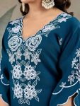 DESIGNER SLUB COTTON EMBROIDERY WORK TOP BOTTOM WITH DUPATTA FESTIVE WEAR WHOLESALE PRICE ETHNIC GARMENT (4)