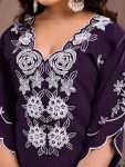 DESIGNER SLUB COTTON EMBROIDERY WORK TOP BOTTOM WITH DUPATTA FESTIVE WEAR WHOLESALE PRICE ETHNIC GARMENT (9)