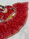 DESIGNER SOFT FENDY SATIN SILK HANDWORK ,SEQUENCE WORK CUT WORK BORDER SAREE WITH STITCHED BLOUSE RED