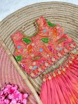DESIGNER SOFT SINDUR SILK SEQUENCE EMBROIDERY WORK KID’S LEHENGA CHOLI AND DUPATTA WEDDING WEAR WHOLESALE PRICE ETHNIC GARMENT (8)