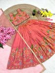 DESIGNER SOFT SINDUR SILK SEQUENCE EMBROIDERY WORK KID’S LEHENGA CHOLI AND DUPATTA WEDDING WEAR WHOLESALE PRICE ETHNIC GARMENT (8)
