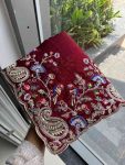 DESIGNER TABBY SILK EMBROIDERY CUTWORK ARCO BORDER SAREE WITH UNSTITCHED BLOUSE WEDDING WEAR WHOLESALE PRICE ETHNIC GARMENT (9)
