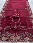DESIGNER TABBY SILK EMBROIDERY CUTWORK ARCO BORDER SAREE WITH UNSTITCHED BLOUSE WEDDING WEAR WHOLESALE PRICE ETHNIC GARMENT (9)