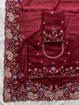 DESIGNER TABBY SILK EMBROIDERY CUTWORK ARCO BORDER SAREE WITH UNSTITCHED BLOUSE WEDDING WEAR WHOLESALE PRICE ETHNIC GARMENT (9)