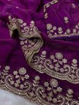 DESIGNER TWO TONE SPACE SILK SEQUANCE AND ZARI EMBROIDERY WORK SAREE WITH STITCHED BLOUSE WEDDING WEAR WHOLESALE PRICE ETHNIC GARMENT (7)
