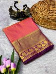 FABULOUS BANARASI TISSUE ]WEAVING SMALL CHEX WORK WITH HEAVY BORDER SAREE WITH UNSTITCHED BLOUSE FESTIVAL WEAR WHOLESALE PRICE ETHNIC GARMENT (5)