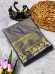 FABULOUS BANARASI TISSUE ]WEAVING SMALL CHEX WORK WITH HEAVY BORDER SAREE WITH UNSTITCHED BLOUSE FESTIVAL WEAR WHOLESALE PRICE ETHNIC GARMENT (9)