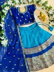FABULOUS FAUX ZARI BORDER WORK KID’S LEHENGA CHOLI WITH DUPATTA RECEPTION WEAR WHOLESALE PRICE ETHNIC GARMENT (26)