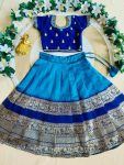 FABULOUS FAUX ZARI BORDER WORK KID’S LEHENGA CHOLI WITH DUPATTA RECEPTION WEAR WHOLESALE PRICE ETHNIC GARMENT (26)