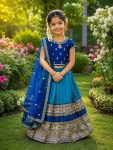 FABULOUS FAUX ZARI BORDER WORK KID’S LEHENGA CHOLI WITH DUPATTA RECEPTION WEAR WHOLESALE PRICE ETHNIC GARMENT (26)