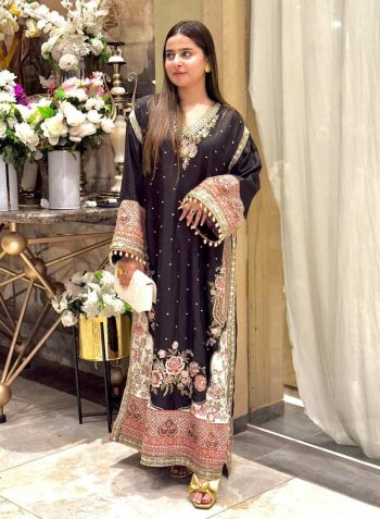 FABULOUS  STAR SILK SEQUENCE EMBROIDERY WITH PATCH WORK TOP BOTTOM WITH DUPATTA BLACK