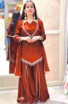 FANCY ROMAN GLASS REAL MIRROR WORK TOP PALAZZO WITH DUPATTA ORANGE
