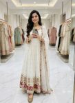 FASHIONABLE PURE BLOOMING GEORGETTE EMBROIDERY  AND SIQUENCE WORK GOWN BOTTOM WITH DUPATTA WHITE