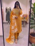 LATEST MORGAN SILK DIGITAL PRINT TOP BOTTOM WITH DUPATTA YELLOW