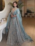 LUXURY CRAPE SILK SEQUENCE , DORI AND ZARI WORK LEHENGA BLOUSE WITH DUPATTA SKY