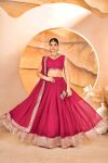 LUXURY FAUX BLOOMING SEQUENCE AND EMBROIDERY WORK UNSTITCHED LEHENGA CHOLI AND DUPATTA WEDDING WEAR WHOLESALE PRICE ETHNIC GARMENT (14)