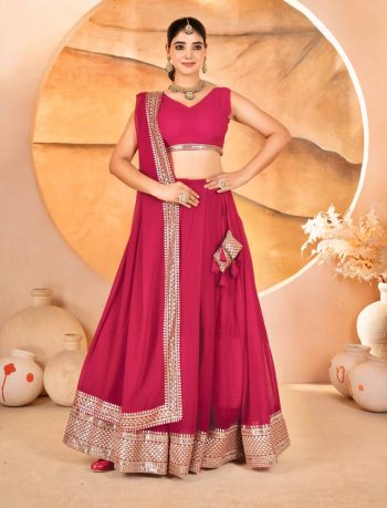 LUXURY FAUX BLOOMING SEQUENCE AND EMBROIDERY WORK UNSTITCHED LEHENGA CHOLI AND DUPATTA RANI