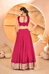 LUXURY FAUX BLOOMING SEQUENCE AND EMBROIDERY WORK UNSTITCHED LEHENGA CHOLI AND DUPATTA WEDDING WEAR WHOLESALE PRICE ETHNIC GARMENT (14)