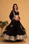 LUXURY FAUX BLOOMING SEQUENCE AND EMBROIDERY WORK UNSTITCHED LEHENGA CHOLI AND DUPATTA WEDDING WEAR WHOLESALE PRICE ETHNIC GARMENT (19)