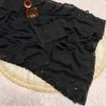 LUXURY PURE FAUX GEORGETTE BLACK BEADS WORK SAREE WITH UNSTITCHED BLOUSE PARTY WEAR WHOLESALE PRICE ETHNIC GARMENT (4)