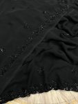 LUXURY PURE FAUX GEORGETTE BLACK BEADS WORK SAREE WITH UNSTITCHED BLOUSE PARTY WEAR WHOLESALE PRICE ETHNIC GARMENT (4)