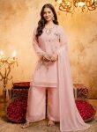 MODERN CRUNCHY SILK SEQUENCE CODING EMBROIDERY WORK TOP PALAZZO WITH DUPATTA BABY PINK