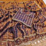 MODERN FENDY SATIN SILK SEQUENCE AND EMBROIDERY WORK  SAREE WITH UNSTITCHED BLOUSE PURPLE