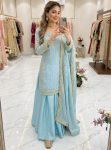 MODERN GEORGETTE EMBROIDERY 5 MM SEQUENCE WORK TOP PALAZZO WITH DUPATTA SKY