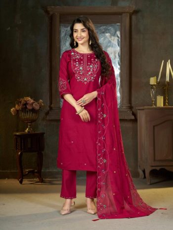 MODERN MARINA SILK MULTI EMBROIDERY THREAD WITH HAND WORK TOP BOTTOM WITH DUPATTA RANI