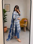MODERN MORGAN SEQUENCE SILK DIGITAL PRINT WORK TOP BOTTOM WITH DUPATTA CASUAL WEAR WHOLESALE PRICE ETHNIC GARMENT (1)