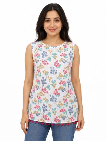 MODERN RAYON SLUB  DIGITAL PRINT WORK TOP MULTI